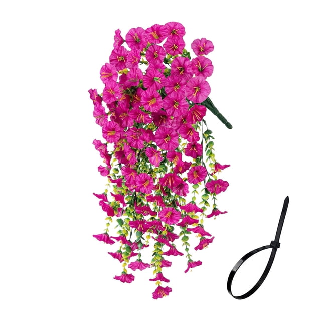Cesta colgante de rosas artificiales Lisbinx | Flores artificiales de plástico de 75 cm | Decoración de pared para el hogar y el jardín | Decoración para interiores y exteriores | Incluye bridas