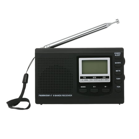 FM / AM / SW Radio Multiband Digital Stereo Radio Receiver Earphone Output Time Display Alarm Clock External Rotatable