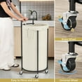 thumbnail image 5 of 110L Laundry Hamper with Wheels,Rolling Laundry Basket with Removable Bag,Round Iron Laundry Cart with Steel Frame and Handle,Dirty Clothes Hamper Organizer for Dorm,Laundry Room(Beige), 5 of 7
