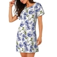 thumbnail image 2 of Fotbe Blue Flax Flowers Bata de Dormir para Mujer con Estampado, Camisón de Algodón de Manga Corta, Ropa de Dormir Casual, 2 of 6