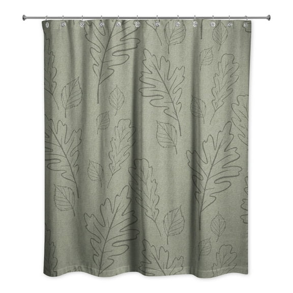 Creative Products Green Large Leaf Pattern 71x74 Shower Curtain