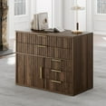 thumbnail image 2 of Fluted File Cabinet with Door, 32'' Lateral File Cabinet with Open Adjustable Shelves, Wood Filing Cabinet with Sliding Door for Home Office, Black Walnut, 2 of 9