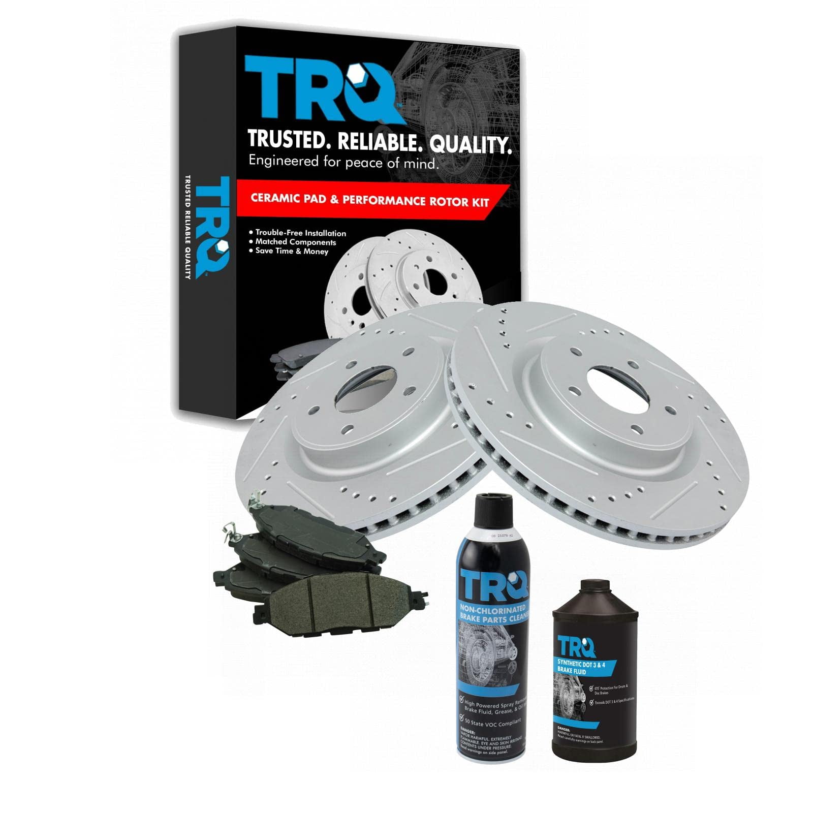 Front Metallic Brake Pad & Performance Rotor Kit w/Fluids for Nissan