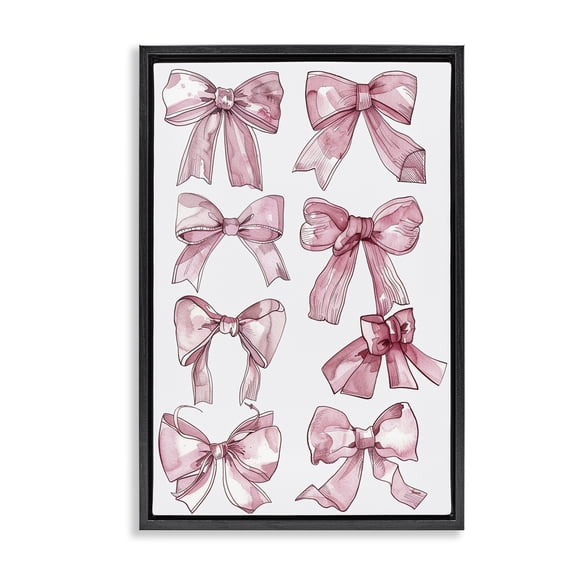 Stupell Industries Glam Various Ribbons in Pink Black Floating Frame Canvas Art, 17 x 25, by LSR Design Studio