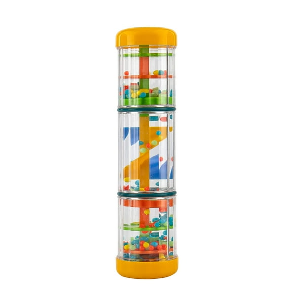 Bâton de Pluie pour Bébé Jouets pour Enfants : Bâton de Pluie Sensoriel de 8 Pouces Hochet Jouets pour Bébés, Tubes de Pluie Shaker Instrument de Musique - Jaune