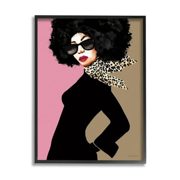 Stupell Industries Female Glam Fashion Vintage Pop Patterned Scarf Portrait, 11 x 14,Design by Mercedes Lopez Charro