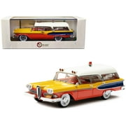 1958 Edsel Corsair Ambulance "Memphian Coachwork Co." Yellow & Red w/Blue Stripes Ltd Ed 1/43 Model Car by Esval Models