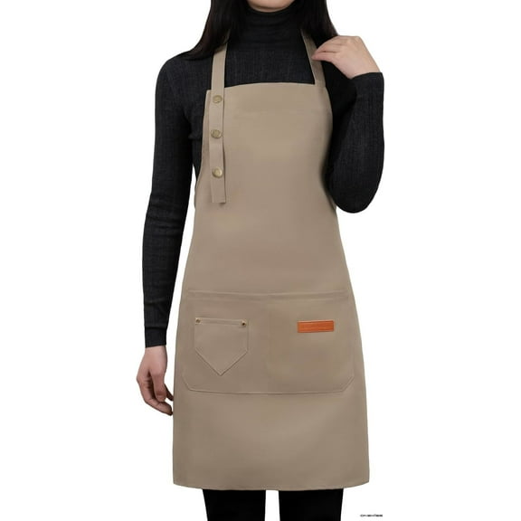 ONEKISS Aprons with Pockets Canvas Cotton Waterproof Cooking Apron for Men & Women, Adjustable Straps, One Size Fits Most