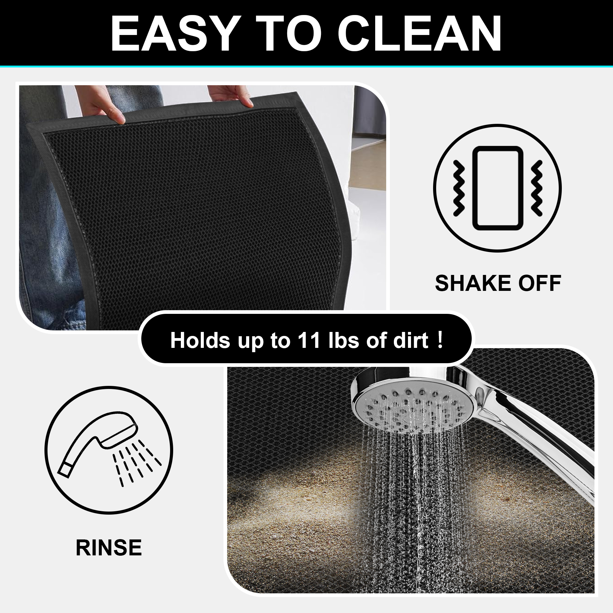 Vaparinckl Outdoor Mat, Non Slip 24"x35" Doormat, Springy Front Door Welcome Mat, Absorbent Rubber, Mesh Low Profile Dirt Trapper Indoor Rug For Entryway & Outside Entrance, Black