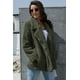 thumbnail image 2 of ABPHQTO Abrigo de forro polar verde militar con parte delantera abierta para mujer con bolsillos, 2 of 4