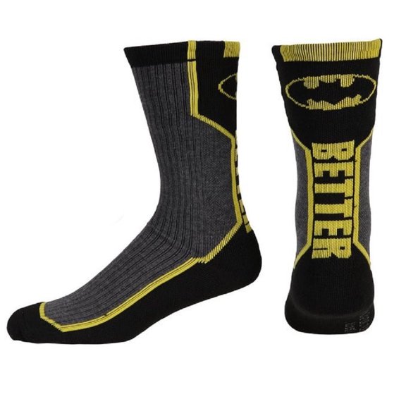 Batman Logo and Text "Better" Men's Active Crew Socks 1 Pair