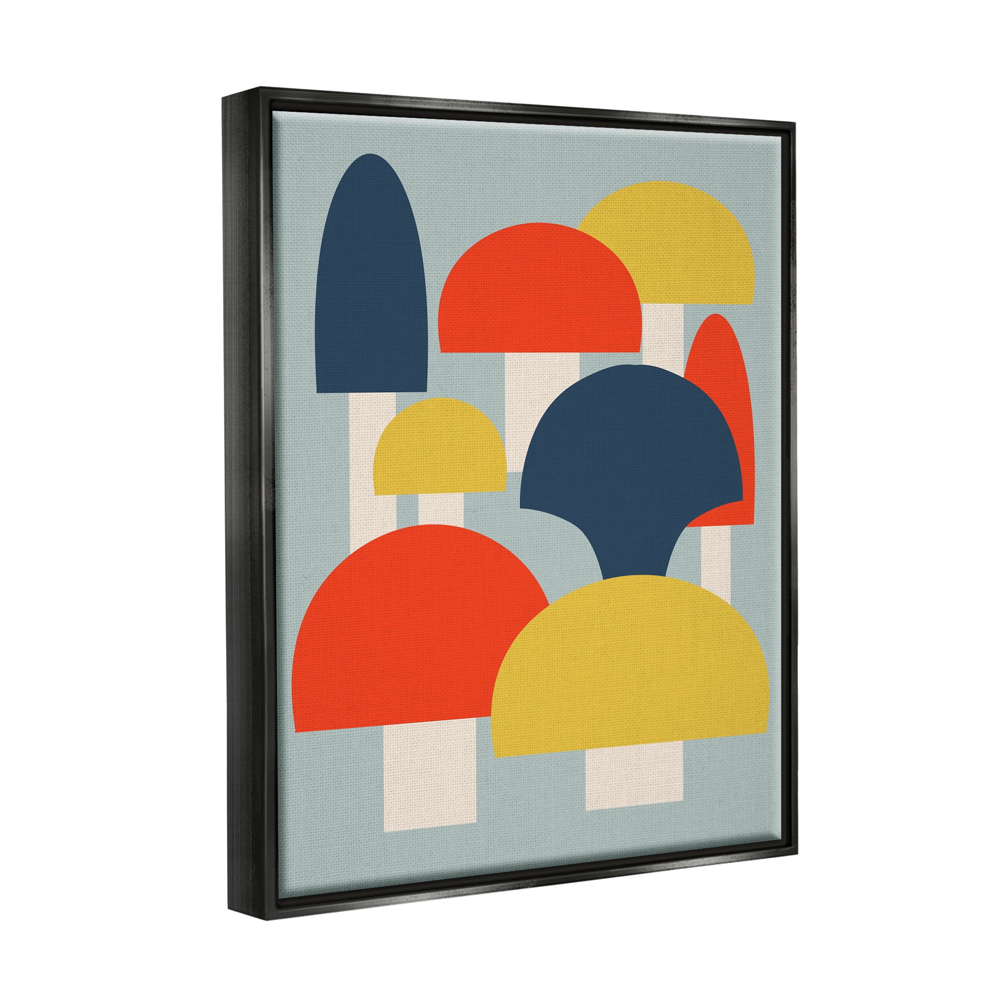 Stupell Industries Contemporary Mushroom Shapes Botanical & Floral Painting Black Floater Framed Canvas Art Print Wall Art, 25 x 31