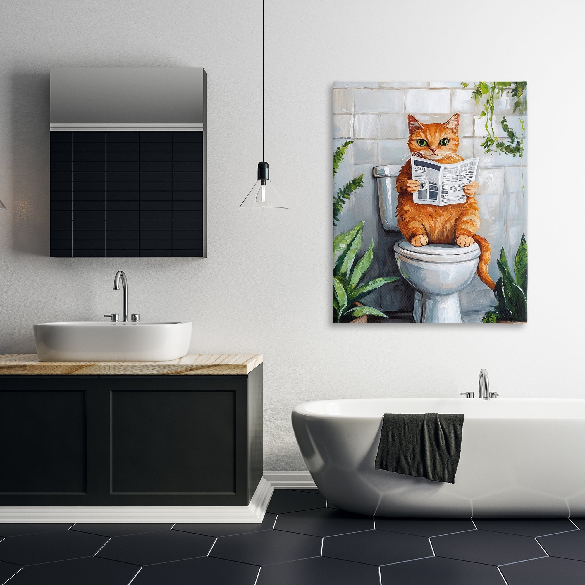 Stupell Industries Orange Cat Reading Paper Canvas Wall Art, design by The Prints Vibe