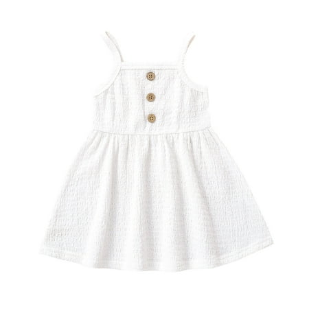 

gvdentm Girls Sleeveless Party Dress Fit and Flare Silhouette Round Neckline & Back Zip Closure Princess Dresses For Girls White 18-24 Months