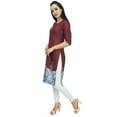 thumbnail image 3 of Bimba Women's Printed Tunic Maroon Georgette Kurti Kurta Indian Long Blouse-20, 3 of 8
