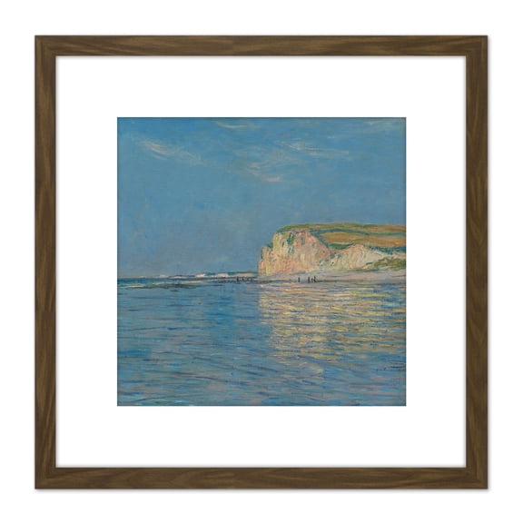 Monet Low Tide Pourville Dieppe 8X8 Inch Square Wooden Framed Wall Art Print Picture with Mount