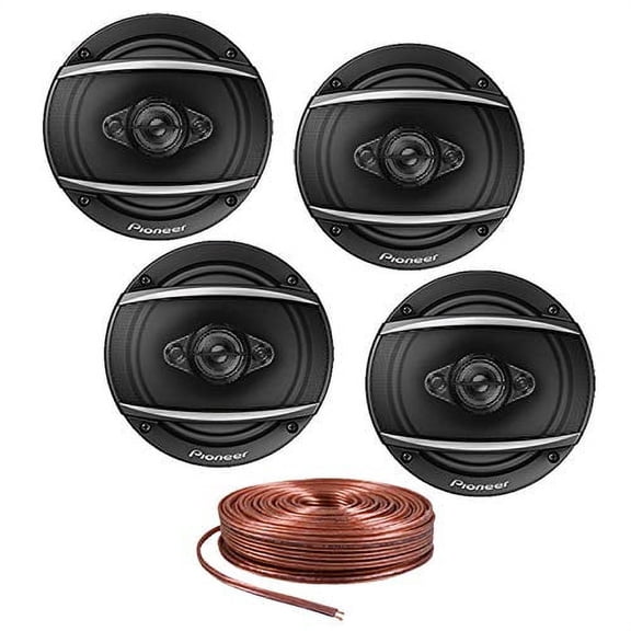 2 Pair Pioneer TS-A1680F 6.5" 4-Way 350W A-Series Coaxial Speakers   Absolute SW16G50 16 Gauge 50ft Speaker Wire