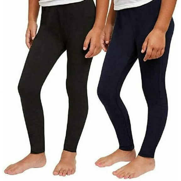 Splendid Studio Girls 2-Pack Stretch Knit Leggings - Black/Navy - Size 5/6