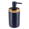thumbnail image 2 of Elegant Navy Blue Soap Dispenser - Polyresin and Bamboo Design, Refillable Liquid Pump, 2 of 6