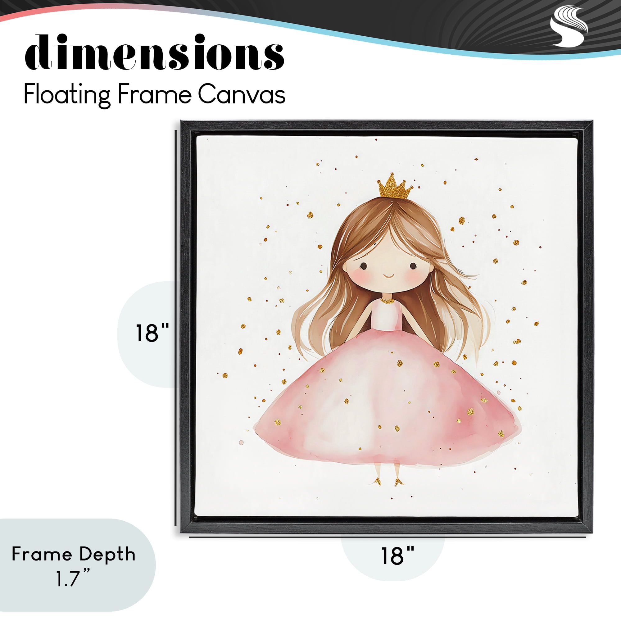 Stupell Industries Little Princess with Pink Gown Black Framed Floater Canvas Wall Art, design by Creative Studio
