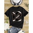 thumbnail image 1 of Rugby Girls' T-Shirt - White with Black Football Graphic, Casual Crew Neck, Summer Style, Regular Fit, Casual Wear | Graphic Tee | Cotton Tshirt, 1 of 6