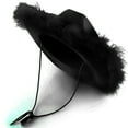 thumbnail image 5 of Miyuadkai Cowboy Hat With Feather Fluffy Feather Brim Adult Size Cowboy Hat With Feathers For Party Play Dress Up Outfits For Women Accessory Black, 5 of 5