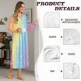 thumbnail image 6 of SEANATIVE Women's Housecoat Soft Cozy Sleepshirt Button Front Nightshirt Long Sleeve Indoor Home Bedroom Dress Long Length Sleepwear Comfortable Loungewear, M, Rainbow Mermaid Scale Print, 6 of 7