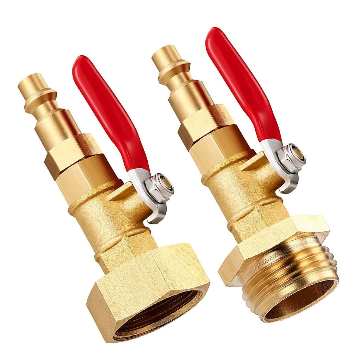 2Pcs RV Winterize Blowout Adapter with 1/4' Quick Connect Plug and 3/4' Male and Female GHT Thread Trailer