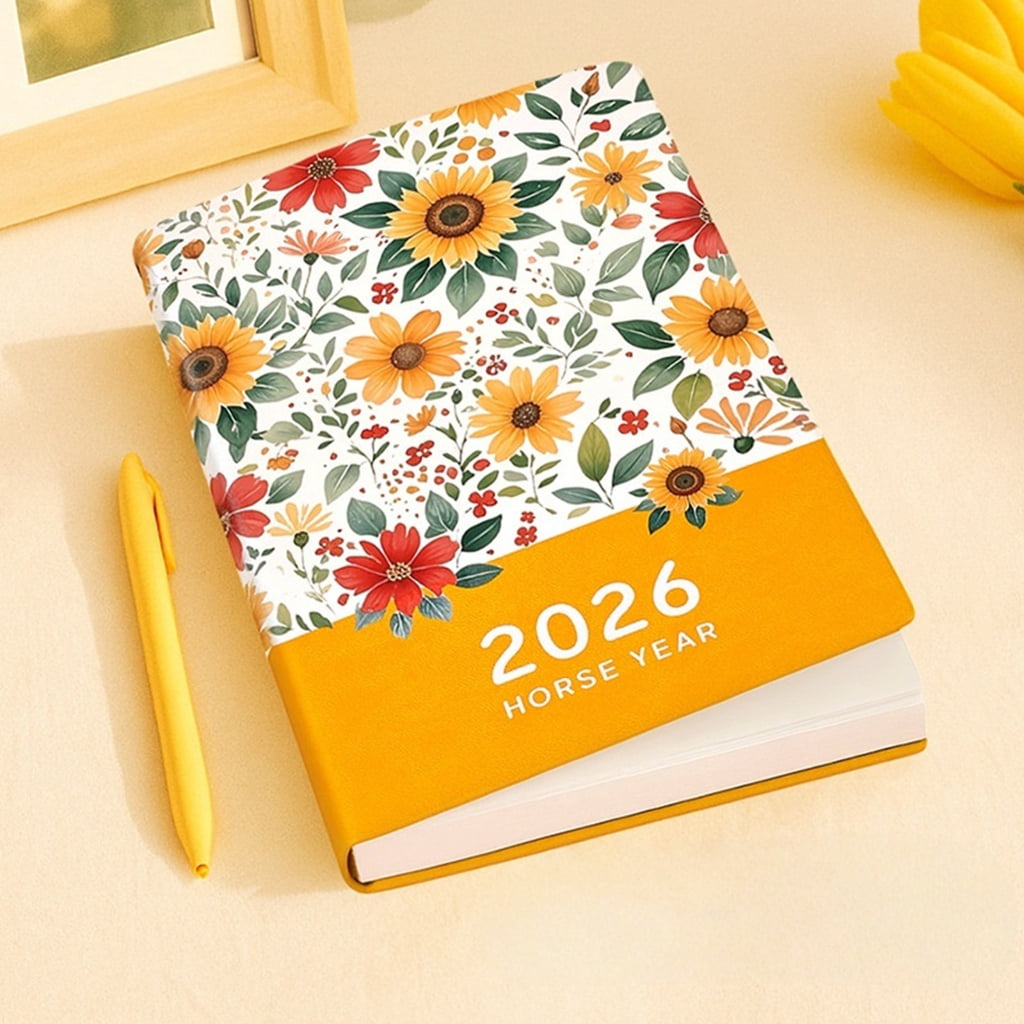 2026 Weekly Planner Hardcover Flower Leather Academic Planner Notebook 256 Pages