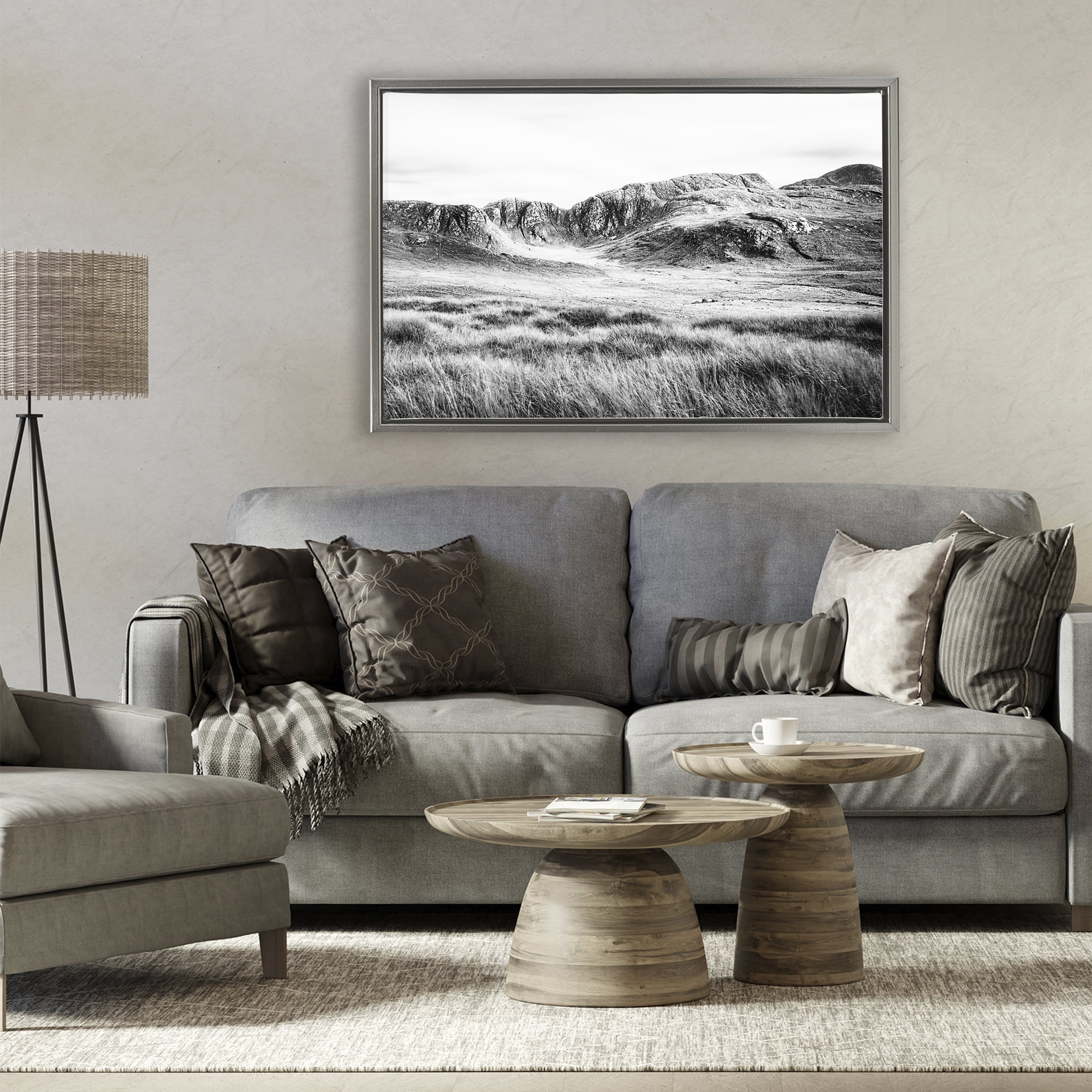 Stupell Industries Magnificent Countryside View Gray Framed Floater Canvas Wall Art, design by Andy Amos