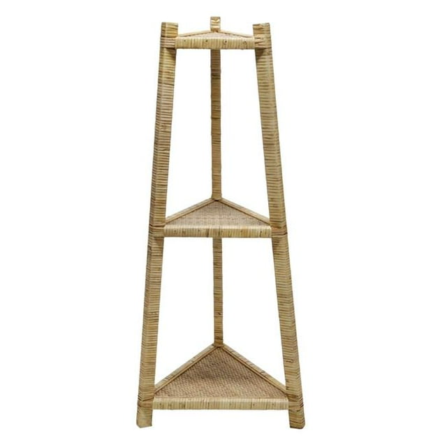 Sagebrook Home 15342 37 in. Wood & Rattan Corner Triangle Shelf, Brown