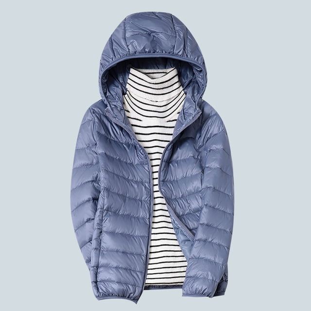 LSLJS Women's Down Jacket Lightweight Hooded Short Korean Style Extra Large Size Plus White Down Warm Jacket