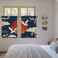 thumbnail image 3 of Japanese Style Kitchen Curtain for Berdoom Living Room Cafe 45 Inch Length, Modern Cranes Cherry Flower Wave Navy Blue Tiers Curtains Light Filtering Drapes Window Treatment 2 Panels 52"Wx45"L, 3 of 8