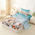 thumbnail image 2 of jejeloiu Beach Shells Twin Sheets,Ocean Pattern Bedding For Boys,Blue Beige,3pcs,1 Fitted Sheet and 1 Pillowcase, 2 of 6