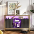 thumbnail image 4 of Bestier 47" LED Coffee Bar Cabinet with Power Outlet & Glass Shelves - Modern Sideboard for Kitchen, Dining, or Living Room, Black, 4 of 8