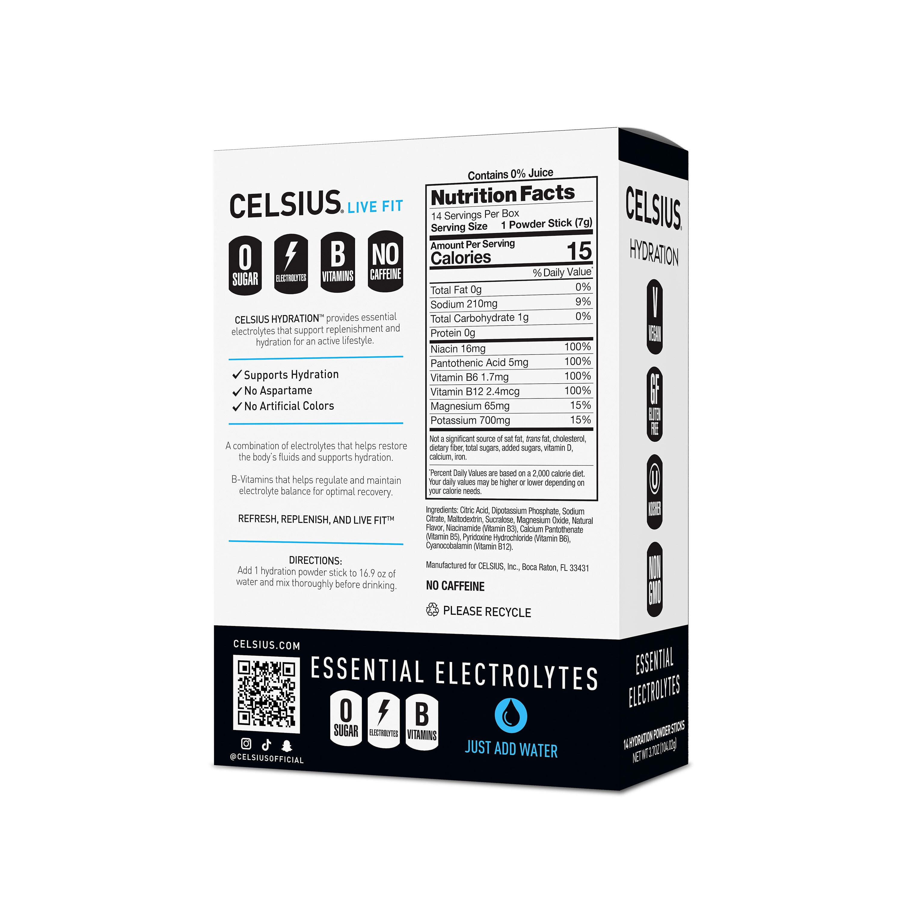 CELSIUS HYDRATION™ Arctic Cherry Flavor, Essential Electrolyte Hydration Packets (Pack of 14)