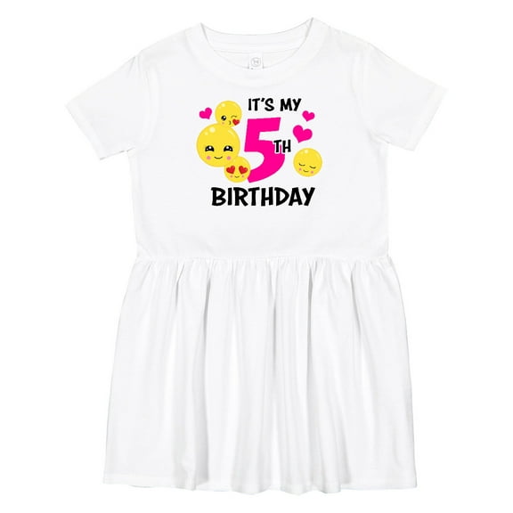 Inktastic Its My 5th Birthday with Smiling Emoticon Girls Toddler Dress