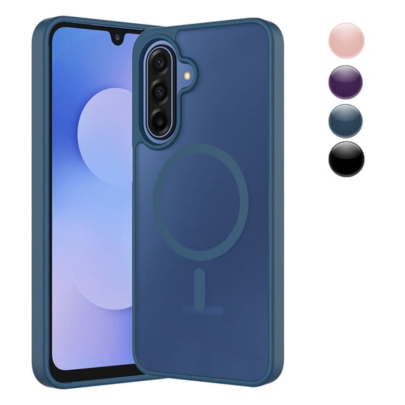 Njjex Samsung Galaxy A17 5G Phone Case, with MagSafe for Samsung A17 6.7", Translucent Shockproof Case Matte Hard Plastic & Silicone Rubber Full Body Bumper Protection Cover, Blue