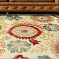 thumbnail image 6 of Floral Medallion Eclectic Modern Country Cottage Handmade Wool Indoor Area Rug, Cream, 5' x 8', 6 of 7