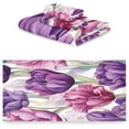 thumbnail image 2 of Coolnut Purple Tulip Bathroom Towel Set of 3 with Hand Towel, Wash Cloths & Bath Towel, Extra Aborbent Soft Towels Set Decor for Bathing Home Shower Wash cloth, 2 of 7