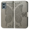 thumbnail image 2 of Feishell Wallet Case for Motorola Moto G (2023),Butterfly & Flower Embossed PU Leather TPU Inner Shell Magnetic Flip Stand Card Slots Shockproof Protective Phone Cover,Gray, 2 of 6