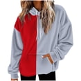 thumbnail image 3 of Jsaierl Women's Comfortable Oversized Color Block Fuzzy Fleece Hoodies Sweatshirts Drawstring Casual Tops S-2XL, 3 of 7