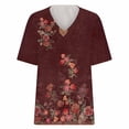 thumbnail image 5 of Fesfesfes Oversized Workout Shirts for Women's Fashion Casual Plus Size Scenic Flowers Printing V-Neck T-Shirt Tops Women Tops L(US:8), 5 of 6