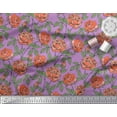 thumbnail image 3 of Soimoi Tissu Popeline de Coton Imprimé Feuilles & Roses au Mètre 56 Pouces de Large, 3 of 3