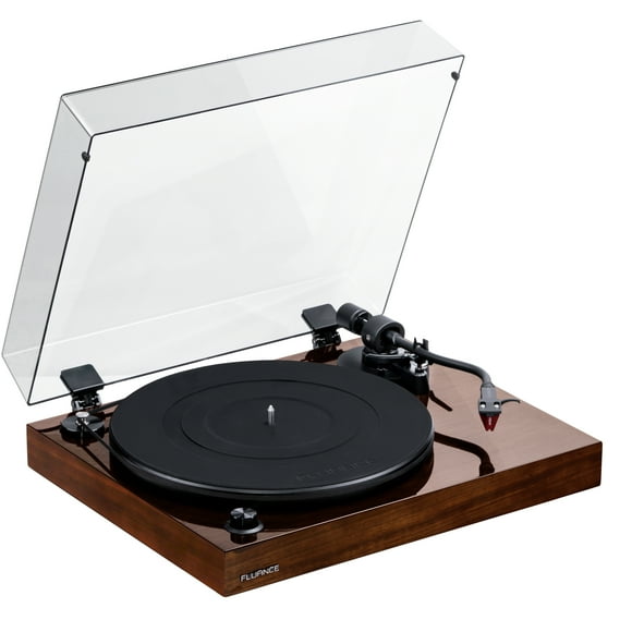 Fluance RT83 Reference High Fidelity Vinyl Turntable Record Player with Ortofon 2M Red Cartridge, Speed Control Motor, High Mass MDF Wood Plinth, Vibration Isolation Feet - Walnut