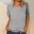 thumbnail image 6 of BLVB Women Shirts Summer Knit Ribbed Sweaters Short Sleeve Tunic Tops Pullover Dressy Casual Business Blouses, 6 of 6