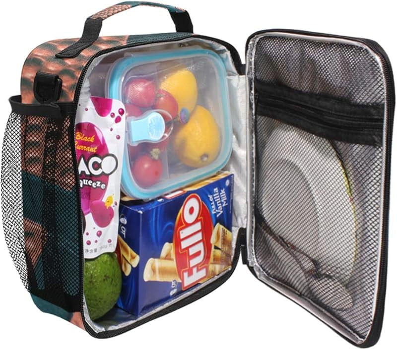 Lunch Box Bag Basketball Sport Lunchbox Insulated Thermal Cooler Ice Adjustable Shoulder Strap for Women Men