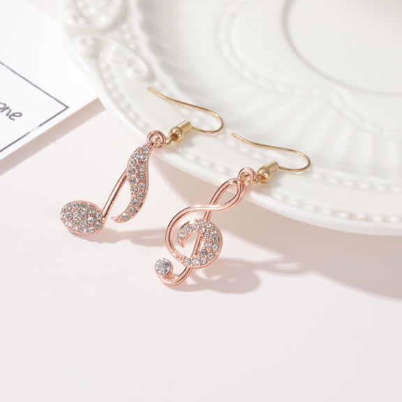 LOLIPPYY 1 Pair Chic Music Note Dangle Earrings Golden Metal for Women Evening Dress Matching