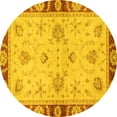 thumbnail image 1 of Ahgly Company Machine Washable Indoor Round Oriental Yellow Traditional Area Rugs, 4' Round, 1 of 4