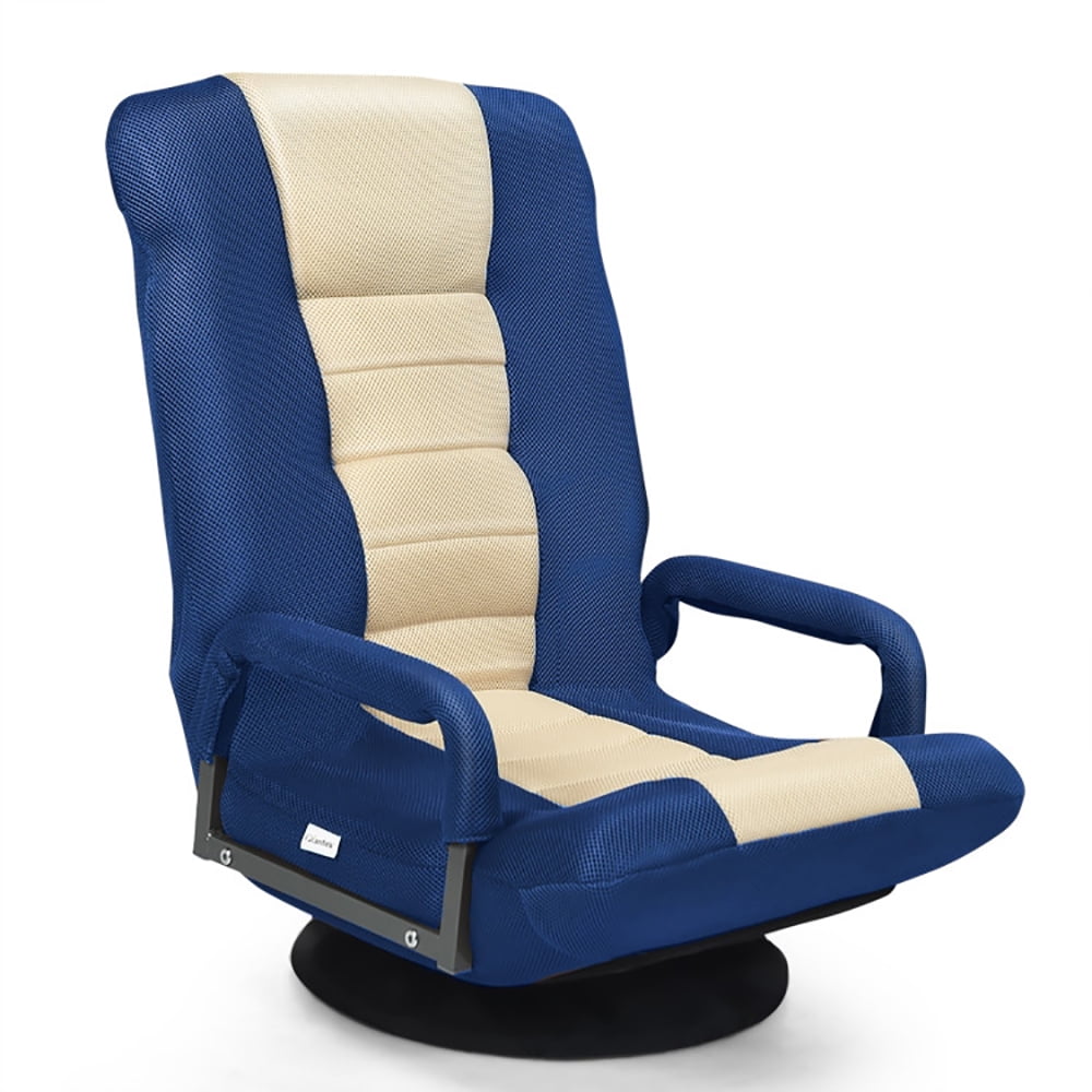 Finihen Swivel Gaming Floor Chair, 360-Degree Swivel Gaming Floor Chair with Foldable Adjustable Backrest, for Living Room, Home, Office, Blue